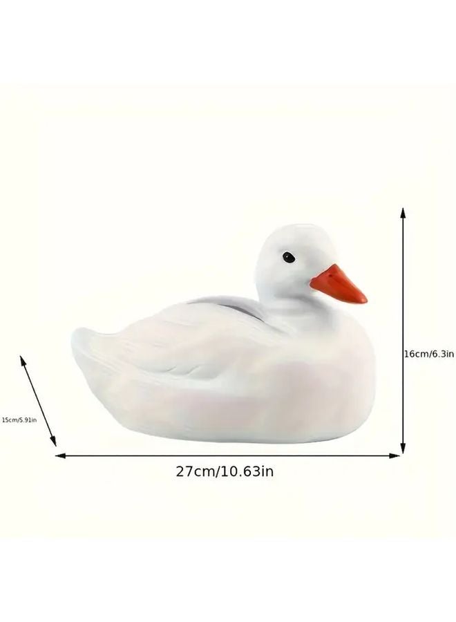 Duck Shaped Resin Tissue Box White With Orange Beak Handcrafted Home Decor - Image 3